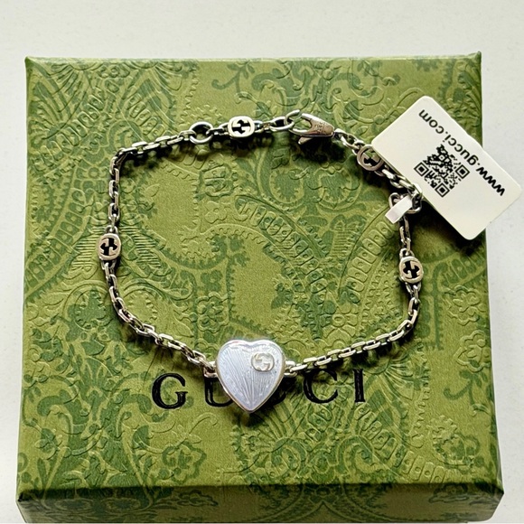 Gucci Silver Heart Charm Bracelet Gucci NWT